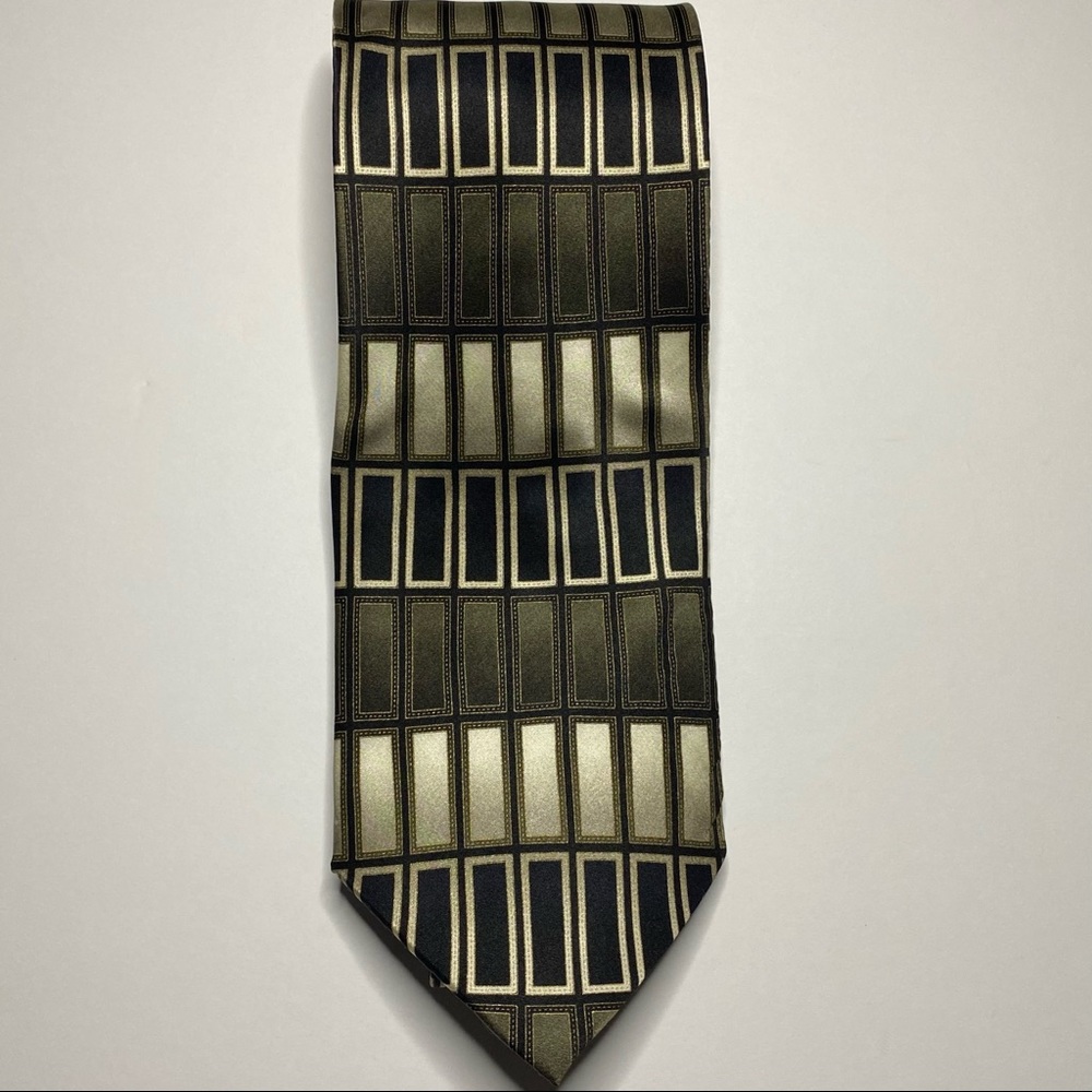 Giorgio Brutini Necktie Green Print 100% Silk